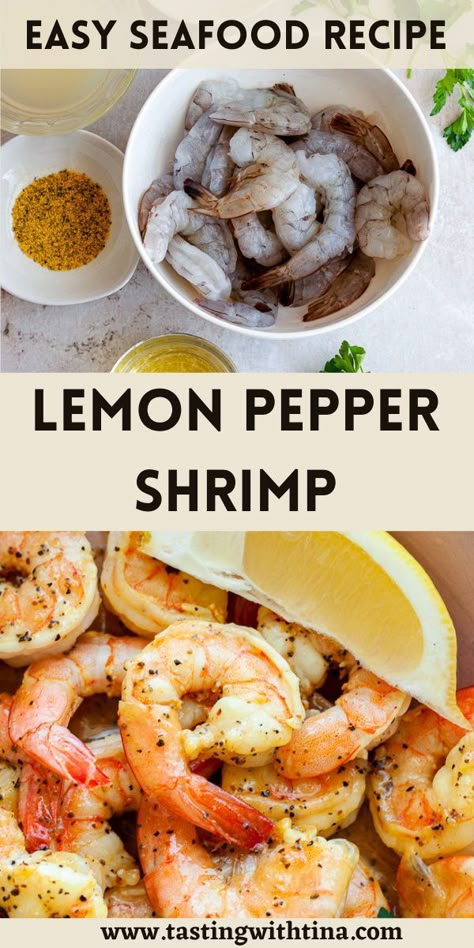 Shrimp Boil Recipes, Pescatarian Recipes Healthy, Raw Shrimp Recipes, Pepper Shrimp Recipe, Dinners Weeknight, Lemon Pepper Shrimp, Lemon Juice Recipes, Easy Recipes Vegan, Lemon Shrimp