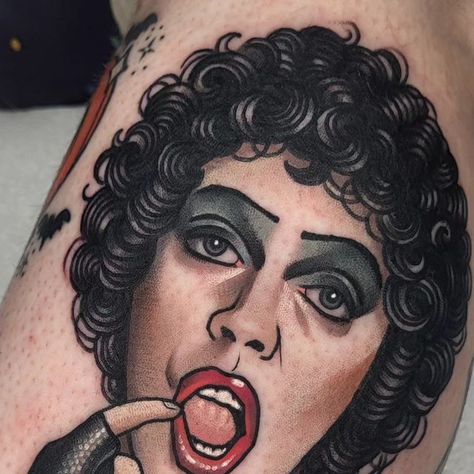 Frank N Furter Drawing, Horror Tattoo Flash, The Rocky Horror Picture Show Tattoo, Rocky Horror Tattoo, Dr Frankenfurter Makeup, Rocky Horror Picture Show Tattoo, Dr Frankenfurter Tattoo, Horror Flash, Rocky Horror Picture Show Frank