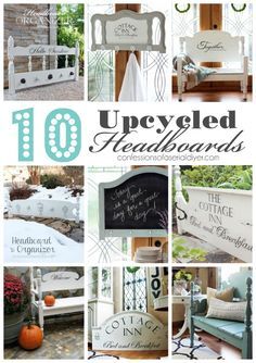 10 Upcycled Headboards | Confessions of a Serial Do-it-Yourselfer Upcycle Headboard, Headboard Crafts, Repurposed Headboard, Headboard Projects, Old Headboard, Head Boards, Upcycle Furniture, Headboard Ideas, Upcycle Repurpose