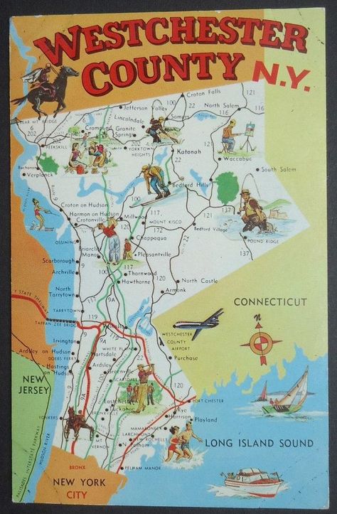 Westchester county New York Day Trip, New York State Map, Trixie Belden, Red Bathing Suit, Yonkers New York, The Headless Horseman, Cross County, Westchester New York, New York Map