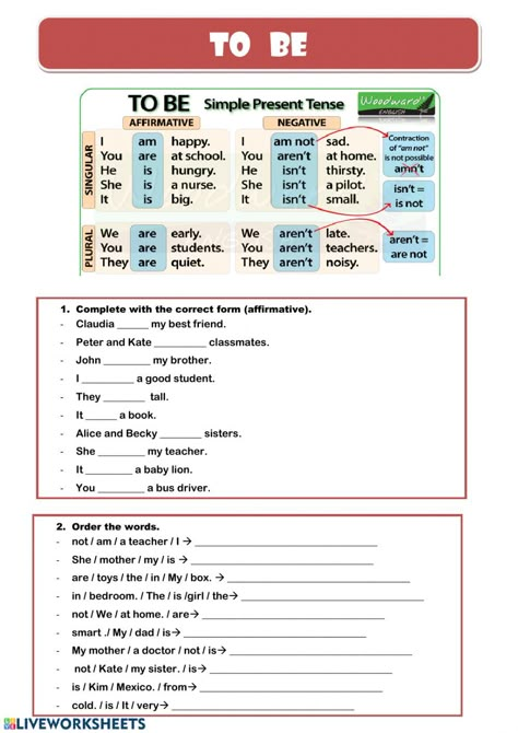 Ficha online de Verb to be para 5º Primaria. Puedes hacer los ejercicios online o descargar la ficha como pdf. Verb To Be Worksheets, To Be Worksheet, Easy English Grammar, Ingles Kids, English Homework, Verbo To Be, Verb To Be, English Grammar Exercises, English Grammar Rules