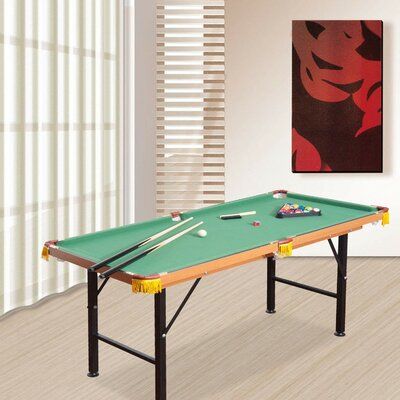 HomCom Do you love playing pool but don't have space for a full-size table? This 2.1' Pool Table will give you all of the fun of a real pool table without taking up all of your living room space. This Folding Miniature Billiards Pool Table is made of the same materials as an authentic table with its fleece top to help the balls roll smoothly. The cushions attached to the edges help the balls ricochet so you can find the perfect shot just like the pros. When you don't feel like using the table, t Portable Pool Table, Foldable Pool Table, Bumper Pool Table, Mini Pool Table, Pool Table Games, Pool Table Slate, Bumper Pool, Pool Cue Rack, Portable Pools