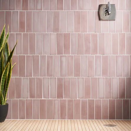 Ivy Hill Tile Vibe 2" x 8" Matte Cement Subway Wall Tile | Wayfair Pink Tile Bathroom, Subway Tiles Bathroom, Pink Tiles, Ivy Hill Tile, Tile Saw, Tile Inspiration, White Chalk, Color Coral, Cement Tile