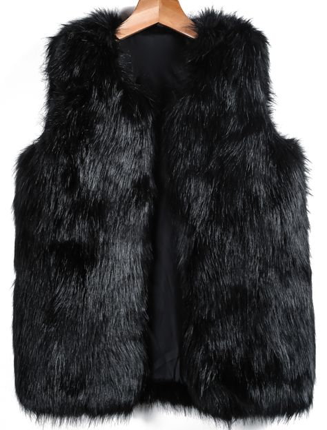 Black Sleeveless Fox Fur Vest Fur Jacket Outfit, Fur Vest Women, Black Fur Vest, Fox Fur Vest, Modern Womens Fashion, Faux Fur Coats, Denim Overall Dress, Fur Coats, Fur Fashion