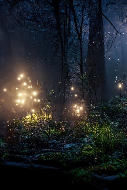 Moonlight Wallpaper, Fantasy Night, Incredible Landscapes, Fairy Candles, Fantasy Party, Forest Magic, Abstract Forest, Room Vibes, Dark Fairytale