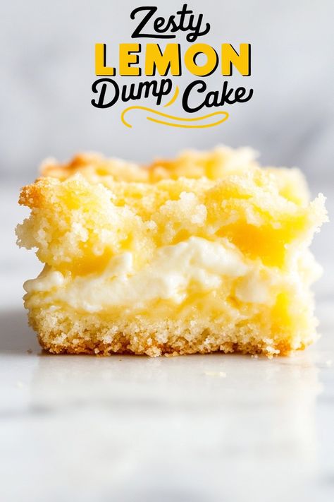 Lemon Cream Cheese Dump Cake Recipe - Emma's Cake Studio Lemon Cream Cheese Dump Cake, Lemon Dump Cake, Cream Cheese Dump Cake, Lemon Desserts Easy, Apple Dump Cake Recipe, Caramel Apple Dump Cake, Dump Cake Recipe, Lemon Pie Filling, Lemon Cheese