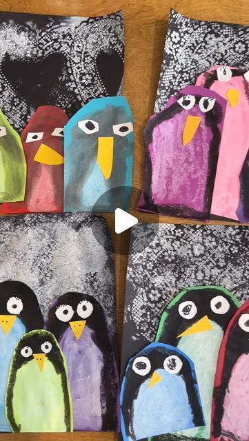 Winter Penguin Art, Penguin Process Art, First Grade Winter Art Projects, Penguin Art Project, Arctic Crafts For Kids, Penguin Art Preschool, Penguin Art For Kids, Building Instagram, Preschool January