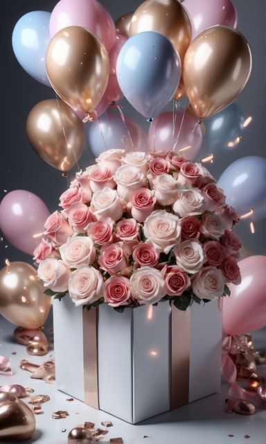 Birthday Images For Women, Happy Birthday Women, Beautiful Birthday Flowers, Happy Birthday Roses, Flowers For A Friend, 39 Birthday, 45 Birthday, Flowers Happy Birthday, Happy Birthday Flower Cake