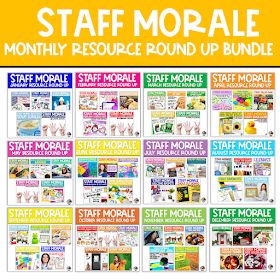 Taryn's Unique Learning: September Staff Morale Resources to Boost Motivation Staff Morale Booster Nurse, School Morale Boosters, Staff Morale Booster Teachers, Staff Bingo, Monthly Staff Morale Boosters, Boost Staff Morale, Staff Morale Booster, Work Team Building Activities, Morale Ideas