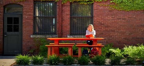 Harvest Table & Benches - Outdoor Table & Bench Knoll Furniture, Column Lighting, Shade Umbrellas, Metal Bench, Harvest Table, Loll Designs, Design Outdoor, Table Centers, Fire Pit Table