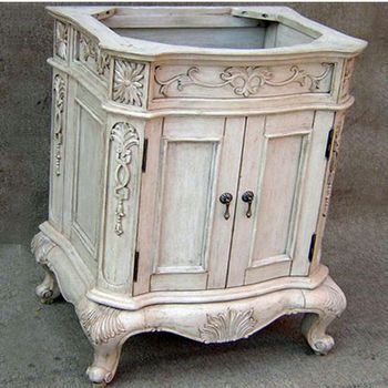 Empire Lido Collection Vanity with Hand-Carved Alder Frame and Brass Hardware 24" W, Pearl White Finish Baños Shabby Chic, Future Bathroom, Rustic Bathroom Vanities, Door Bathroom, Master Bath Remodel, Shabby Chic Bathroom, Bathroom Vanity Base, Double Vanity Bathroom, Diy Furniture Renovation