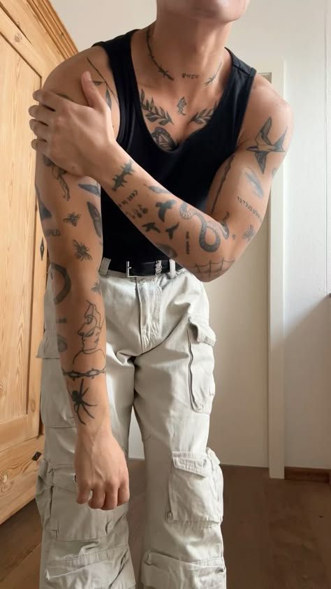 Men With Tattoo Sleeves, Inner Arm Sleeve Tattoo Men, Men’s Stomach Tattoo Ideas, Many Tattoos On Arm, Male Nurse Tattoo, Forearm Tattoos Men Patchwork, Male Patchwork Tattoo Sleeve, Ethereal Tattoos Men, Minimalist Hand Tattoo Men