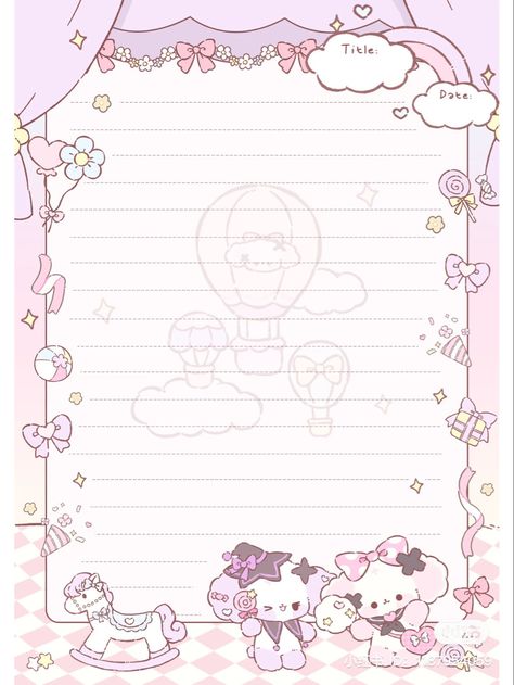 Kawaii Goodnotes Template, Memo Notepad Printable, Cute Memo Pads Printable, Cute Notepad, Memo Pad Design, Note Templates, Hello Kitty Printables, Cute Note, Writing Paper Printable Stationery