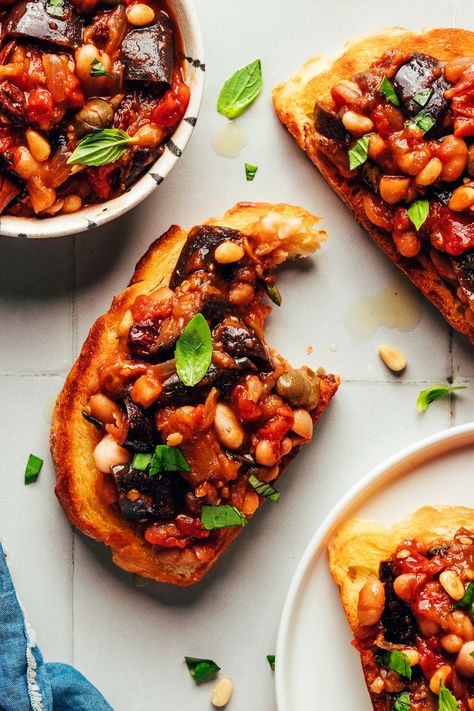 White Bean Eggplant Caponata (1 Pan!) Polenta Bread, Kosher Rules, Sicilian Eggplant, Easy Eggplant, Vegan Pepperoni, Eggplant Caponata, Vegan Appetizer, Sustainable Eating, Eggplant Dishes