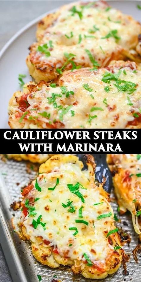 No Carb Healthy Dinner Recipes, Cauliflower Steaks With Sauce, Cauliflower Schnitzel, Healthy Sides For Dinner, Cauliflower Patties, Cauliflower Steak, Produce Recipes, Amazing Food Videos, Veggie Dinner