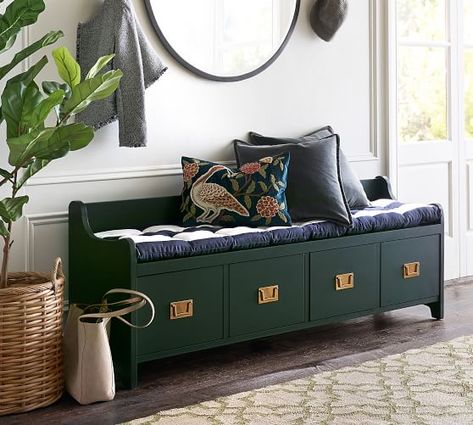 Wade Large Bench, Shutter Green Green Bench Seat, Large Shutters, Large Bench, Entryway Bench Storage, Entry Bench, Green Pottery, Foyer Decorating, Sofa Storage, Massage Room