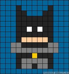 Batman perler bead pattern Batman Perler Bead Patterns, Easy Perler Bead Patterns Simple, Batman Pixel Art Grid, Pixel Art Pattern Batman, Batman Bead Pattern, Batman Plastic Canvas Patterns, Batman Perler Beads, Batman Grid Pattern, Batman Cross Stitch