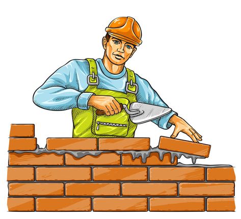 Builder man with derby tool building a brick wall. Illustration , #AD, #derby, #tool, #Builder, #man, #wall #ad Building A Brick Wall, Construction Tools Buildings, Crown Clip Art, Ancient Greek Gods, Object Oriented Programming, A Brick Wall, Free Cartoons, Construction Tools, Baby Clip Art