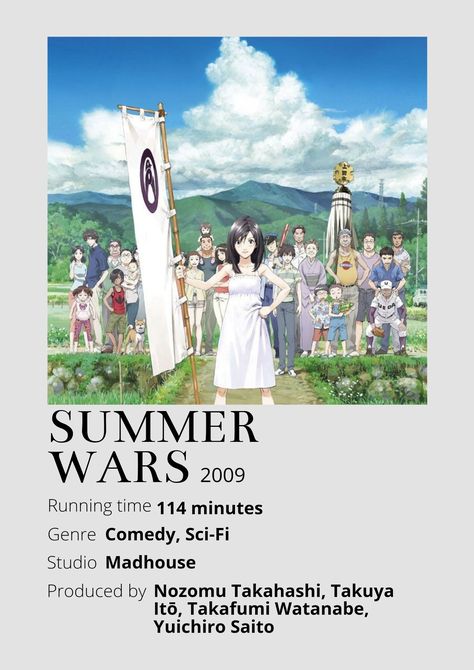 Summer Wars Anime Minimalist poster 😊 Information taken from myanimelist.net and wikipedia.org Summer Wars Anime, Summer Wars, Poster Information, Anime Minimalist Poster, Anime Poster, Minimalist Poster, Anime Movies, Top 20, Mount Rushmore