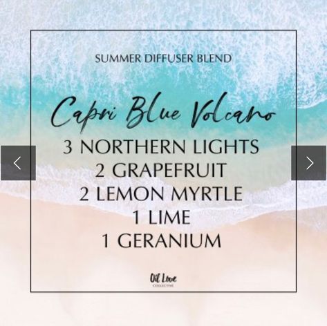 Capri Blue Volcano Young Living Diffuser Blend Diy Capri Blue Volcano Scent, Capri Blue Volcano Essential Oil Recipe, Ocean Diffuser Blends, Capri Volcano Diffuser Blend, Volcano Diffuser Blend, Ocean Scent Essential Oil Blend, Florida Water Diffuser Blend, Summer Diffuser Blends, Doterra Diffuser Blends