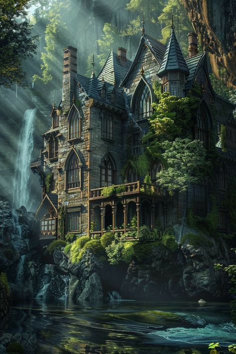 Dreamy Artwork, Fantasy House, Fantasy City, Fantasy Castle, Fantasy Setting, Fantasy Places, A Castle, A Level Art, Fantasy Art Landscapes