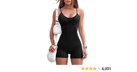 Amazon.com: OQQ Women's Yoga Rompers Sexy One Piece Spaghetti Strap Tummy Control Padded Sports Bra JumpSuits : Clothing, Shoes & Jewelry Fitness Poses, Random Clothing, Short Noir, Rompers Womens Jumpsuit, Black Fitness, Earthy Outfits, Padded Sports Bra, Festival Outfit, Catsuit