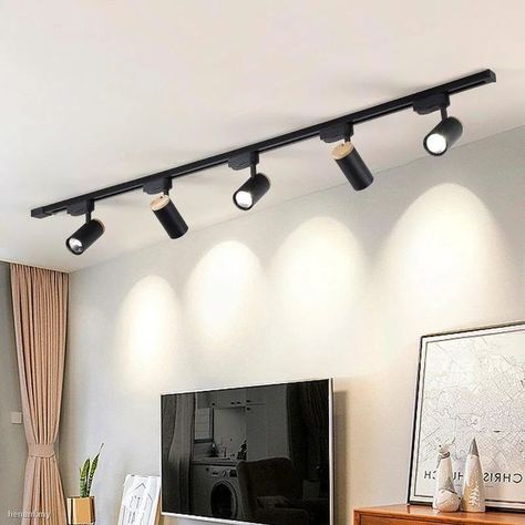 Studio Ceiling Lights, Lightning Interior, Downlight Ceiling, Home Hall Design, Home Lighting Design, Wall Lamp Design, Led Track Lighting, Track Light, Ceiling Light Design