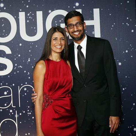 Sunder Pichai and Anjali Pichai Sunder Pichai, Gaming Intro, Behind Every Successful Man, Sundar Pichai, Anime Gangster, Tech World, Successful Men, Mgmt, Couple Photography Poses