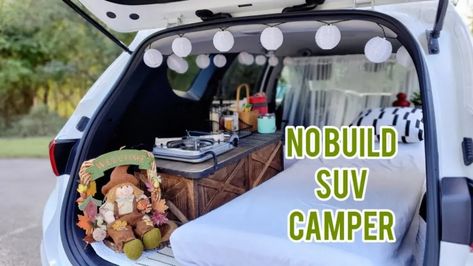 Car Camping Conversion, Car Camping Storage Ideas, Camping Suv Ideas, Hyundai Santa Fe Car Camping, Hyundai Tucson Camping, Suv Home, Suv Living Ideas, Suv Hacks, Living In Car Aesthetic