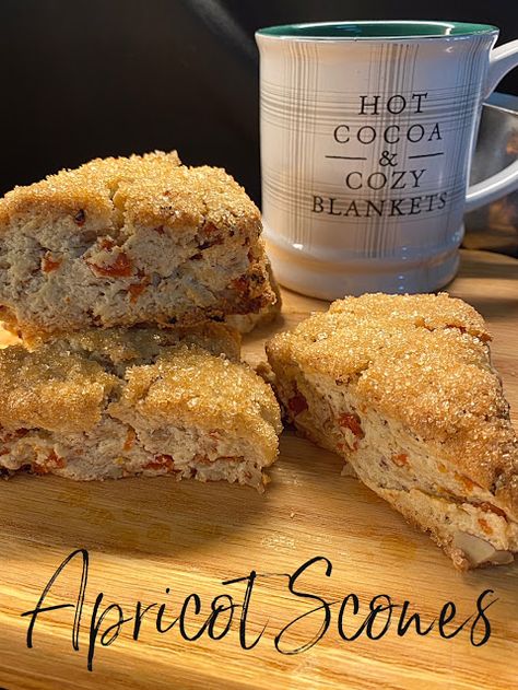 Apricot Scones Recipe, Dried Apricot Recipes, Apricot Scones, Delicious French Toast Recipe, Oat Scones, Apricot Recipes, Tea Time Food, Savory Scones, Cream Scones