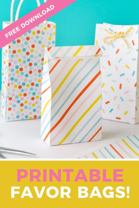 Gift Bag Templates Free Printables, Party Favor Bags Diy, Box Templates Printable Free, Diy Party Bags, Diy Treat Bag, Candy Box Template, Gift Tag Template Printable, Gift Bag Templates, Printable Gift Bags