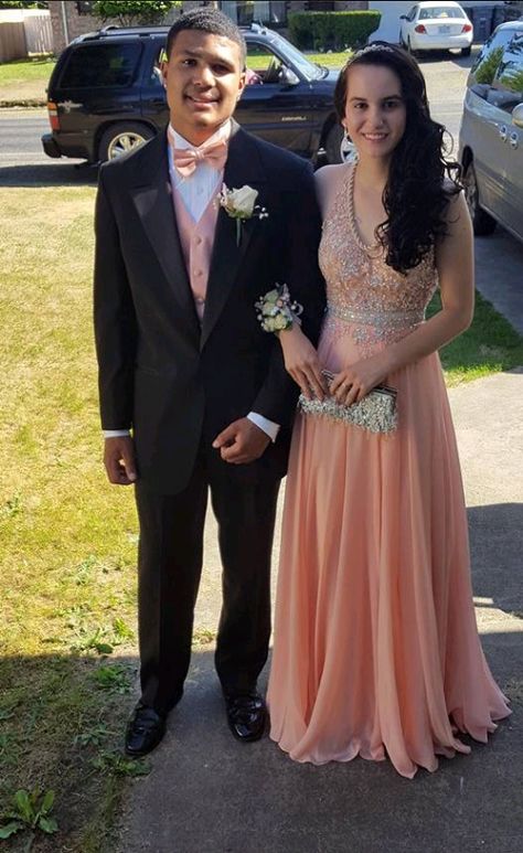 #prom2k16 #tuxedo Black tuxedo and peach colors Peach Prom Suit, Peach Suit, Suit Prom, Prom Suit, Tuxedo Black, Prom Photos, Prom Suits, Black Tuxedo, Photo Contest