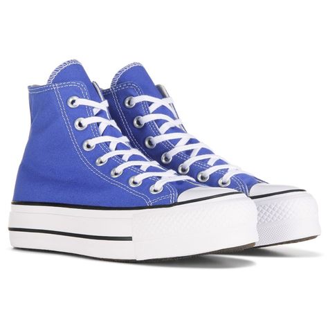 Women's Chuck Taylor All Star Hi Lift Platform Sneaker Cute Converse, 2024 Wishlist, Blue Converse, Preppy Shoes, Blue Flame, Nike Accessories, Cute Sneakers, Hype Shoes, Colorful Shoes