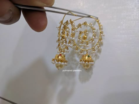 pearl chandbali from pulimamidi jewellers Pulimamidi Jewellers, Gold Earrings Indian, Gold Jhumka Earrings, Gold Pearl Jewelry, Bridal Jewelry Vintage, Antique Jewellery Designs, Black Beaded Jewelry, Gold Jewelry Earrings, Gold Jewellery Design Necklaces