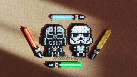 Minecraft Beads, Mini Hama Beads, Hama Art, Sabre Laser, Star Wars Decor, Dark Vador, 3d Perler Bead, Art Perle, Easy Pixel Art