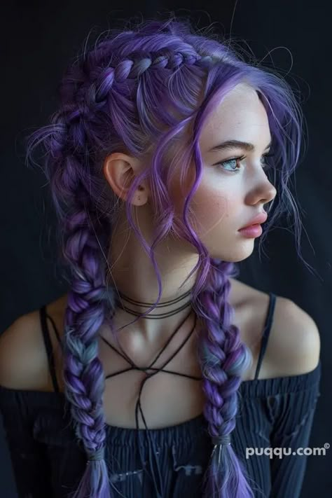 Κούρεμα Bob, Temporary Hair Dye, Hair Chalk, Lavender Hair, Fishtail Braid, Hair Color Purple, Fantasy Hair, Cool Hair, Hair Colours