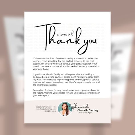 Realtor Marketing Thank You Letter Referral Prospecting New Agent Real Estate Template Realtor Flyer New Realtor Referral Letter - Etsy Asking For Referrals Real Estates, Real Estate Referrals, Marketing Letters, Realtor Flyer, Referral Letter, Professional Relationships, Realtor Flyers, Real Estate Fun, Real Estate Closing