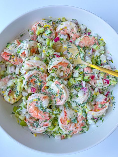 Creamy Shrimp Salad Fresh Shrimp Salad, Creamy Shrimp Salad, Shrimp Louie Salad, Poached Shrimp, Macaroni Salads, The Modern Nonna, Modern Nonna, Shrimp Salad Recipes, Creamy Shrimp