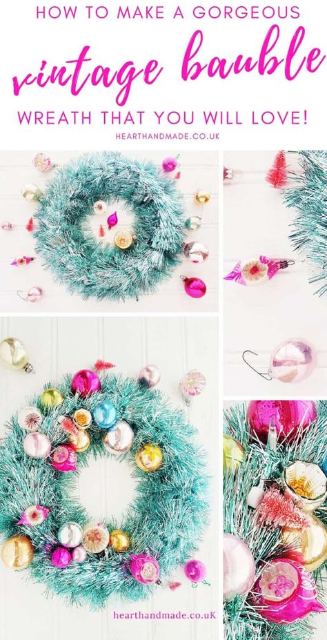 Super Easy Crafts, Tinsel Wreath, Vintage Baubles, Bauble Wreath, Easy Diy Home Decor, Real Conversation, Festive Home Decor, Diy Vintage Decor, Christmas Home Decor