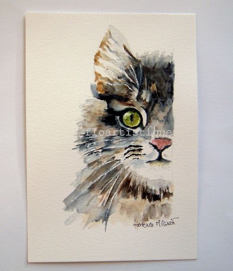 Cat Portrait Painting, Watercolor Cat, Cat Cards, Sumi E, Water Painting, Cat Portraits, Cat Painting, Watercolor Cards, Watercolor Paintings