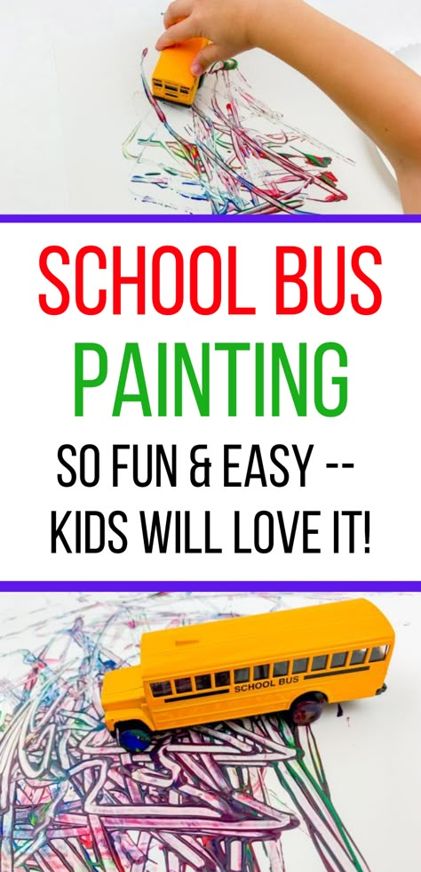 School Bus Painting, Art Project For Toddlers, School Bus Art, Painting Activity For Kids, Fun Art Projects For Kids, School Bus Crafts, Bus Painting, Bus Crafts, Bus Safety