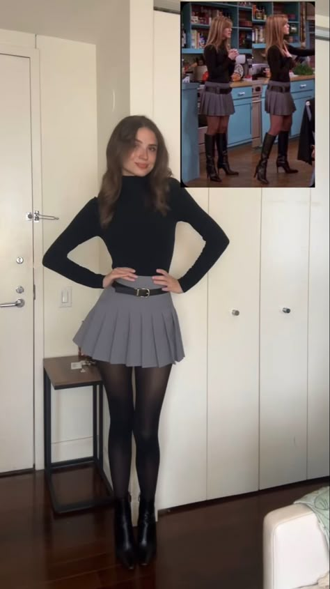 Gray Skirt Outfit, Panty Hose, Sixth Form, Grey Skirt, Rock Outfit, Uni Outfits, Fall Fits, Outfit Inspo Fall, Winter Fashion Outfits