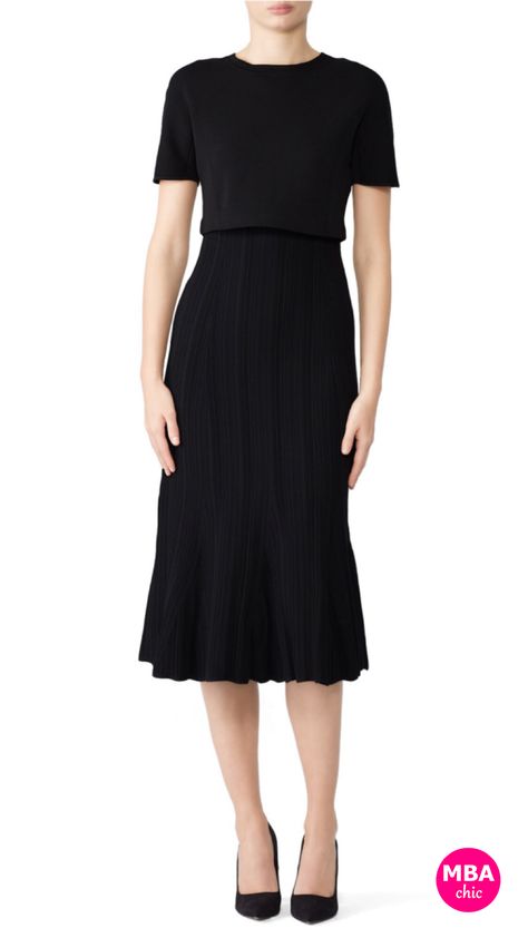 Midi Dress Office Outfit, Midi Dress For Work, Business Dresses Professional, Business Dresses Classy, Runway Streetwear, Midi Work Dress, Power Dresses, Midi Dress Office, Modest Black Dress