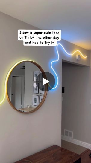 2.2M views · 98K reactions | Her username is @myuglyapartment on tiktok, and her wall turned out so cute! I have the rope light link on my site in the lights section! https://dontdrinkanddiy.myshopify.com/. #lighting #rgb #led #ropelight #govee #livingroom #ideas #mirror #decor #lights #smarthouse | Don't Drink and DIY | Don't Drink and DIY · Original audio Govee Lights Ideas, Led Rope Lighting Ideas, Govee Led Rope Ideas, Rope Led Lights Bedroom, Govee Led Light Ideas, Rope Mirror With Side Lights, Mirror With Neon Lights, Mirrors With Neon Lights, Lights Around Mirror