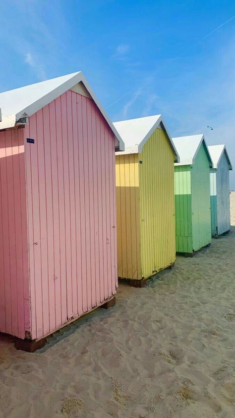 Beach Cabana Aesthetic, British Seaside Aesthetic, Pastel Beach Aesthetic, Beach Shack Aesthetic, Hut Aesthetic, Summertime Photography, Brand Extension, Seaside Aesthetic, Colorful Beach House