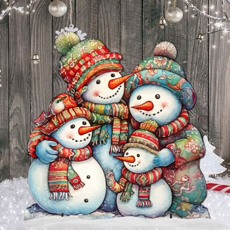 Snowmen Pictures, Reindeer Lights, Snowman Family, Wooden Snowman, Family Figurine, Christmas Light Displays, Snowman Painting, Holiday Door, Usa Art