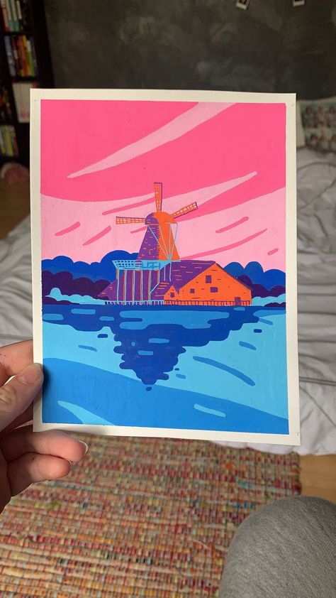 Posca Landscape, Acrylic Marker Art, Color Markers Art, Paint Swatch Art, Posca Marker, Posca Art, Gouache Art, Art Painting Gallery, Arte Sketchbook