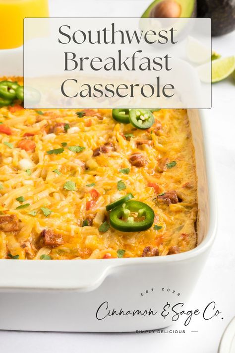 Southwest Breakfast Casserole Southwest Breakfast, Make Ahead Breakfast Casserole, Breakfast Quiche Recipes, Easy To Make Breakfast, Breakfast Burritos Recipe, Brunch Casserole, Whip It, Comfort Food Recipes Dinners, First Thing In The Morning