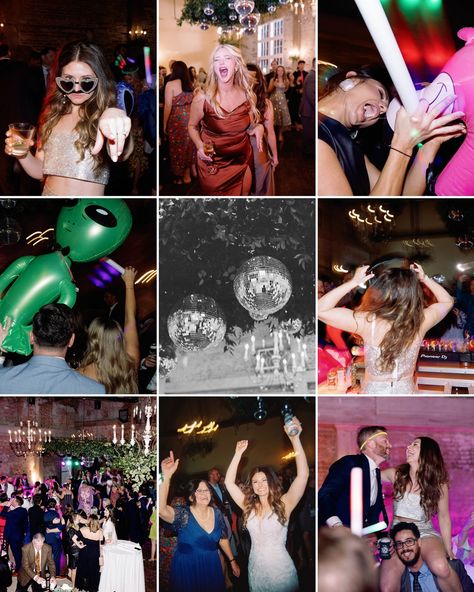 Steph and Ryan's Rave Wedding Reception at The Gallery, Business District, New Orleans, Louisiana Rave Wedding Reception, Disco Wedding Decor, Rave Wedding, Disco Wedding, Future Dreams, Business District, New Orleans Louisiana, Wedding Food, Fairytale Wedding