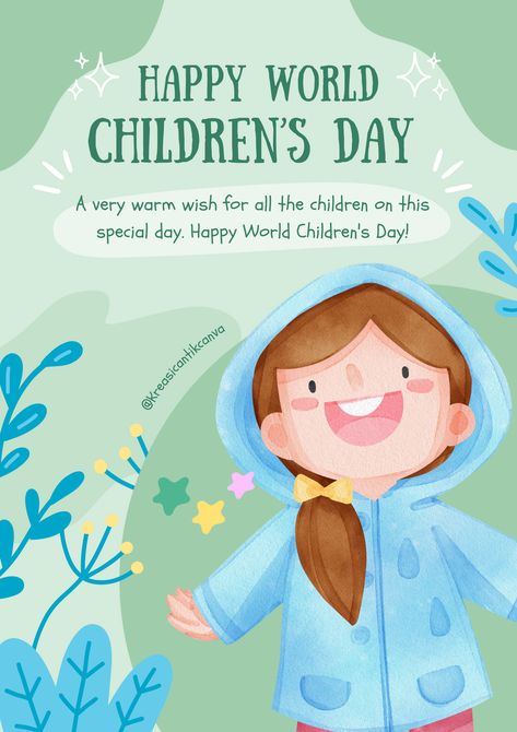 👉CLICK THE LINK TO EDIT!💻✨   Let's celebrate the joy and innocence of childhood with our charming Canva template for World Children's Day! This poster design captures the spirit of fun and imagination, perfect for spreading smiles and warmth on this special occasion. Whether you're organizing a community event, fundraiser, or simply want to share a message of love and support for children worldwide. #WorldChildrensDay #CanvaDesign #PosterTemplate   👣 Follow us too! 🌟 @kreasicantikcanva Happy Children's Day Poster Design, Children Day Poster Design, Childrens Day Poster Design, Happy Childrens Day Poster, National Girl Child Day Creative Ads, Girl Child Day Poster, Children's Day Poster Children Day Poster Design, World Children's Day, Children's Day Poster